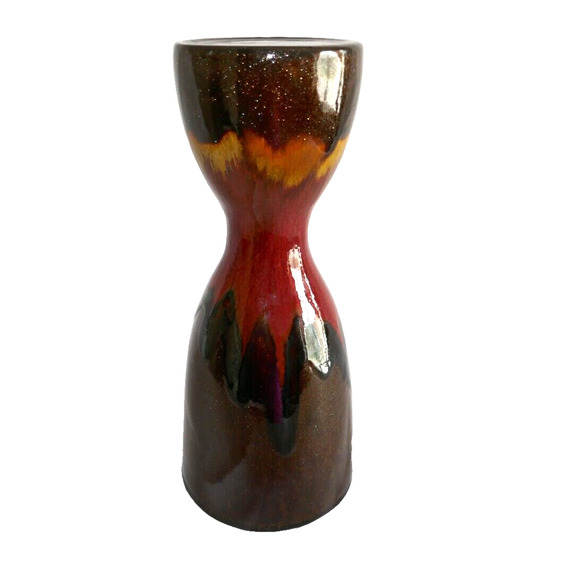 Pier 1 Import Drip Glaze Tall Candle Holder Burgandy And Brown Multicolor - Picture 1 of 11